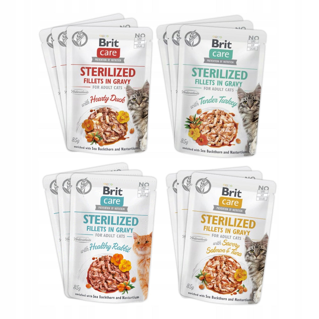 Brit Care Wet Food Mix of Flavors in Sterilized Cat Sauce 12 x 85 g Brand Brit