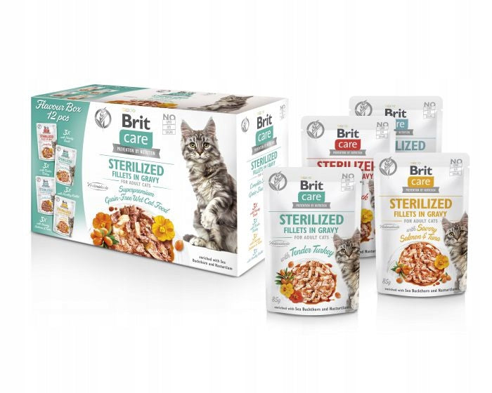 Brit Care Wet Food Mix of Flavors in Sterilized Cat Sauce 12 x 85 g