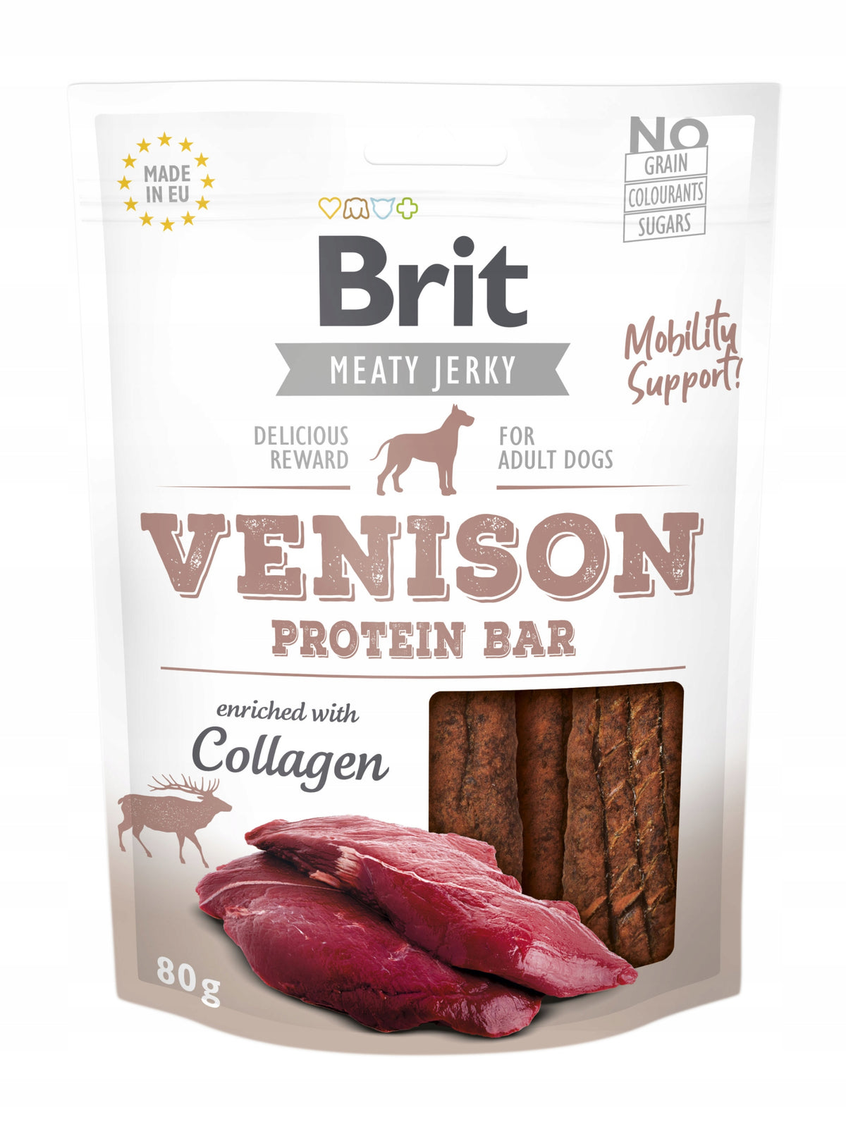Brit Jerky Snack Protein Venison Bar 80g