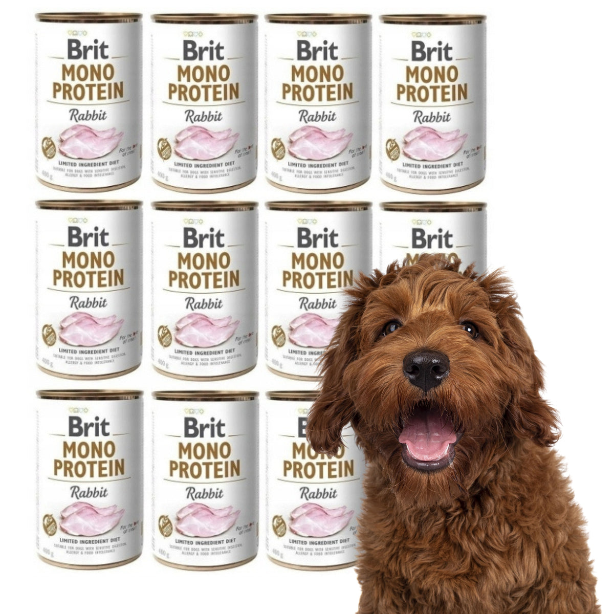 Brit Mono Protein Rabbit Wet Dog Food Can Rabbit 12x400g