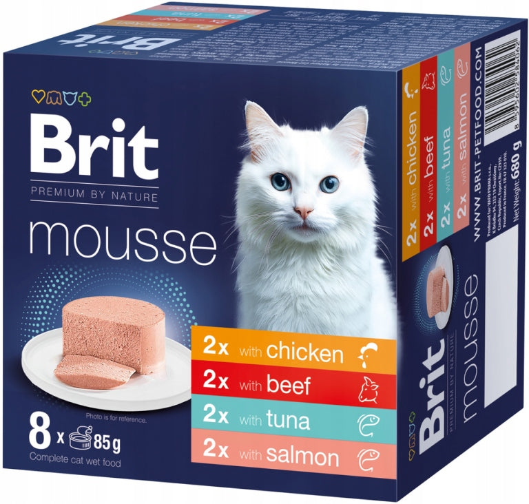 Brit Premium CAT Mousse Multipack MIX FLAVORS Wet Cat Food 8x85g
