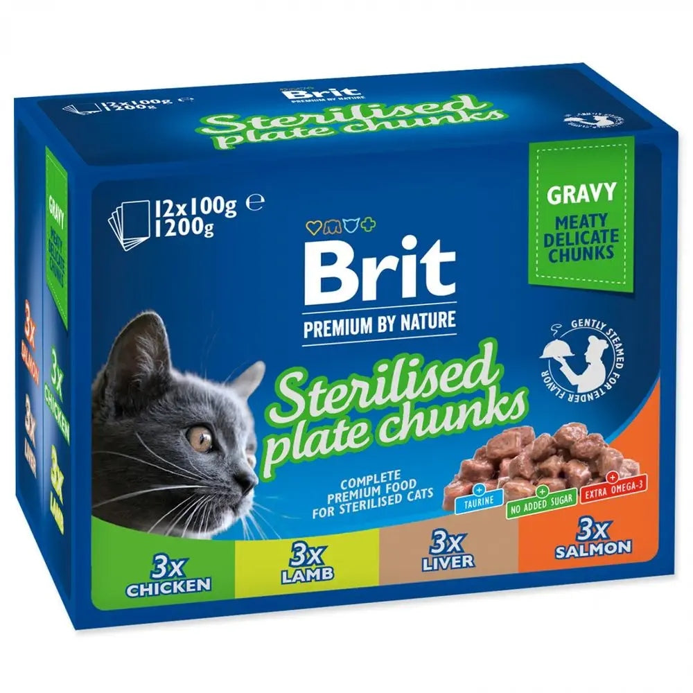 Brit Premium Cat Sterilised Plate 12x100g in SAUCE for cats after sterilization