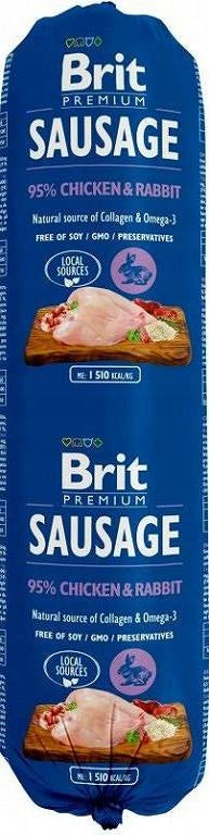 Brit Premium Sausage DOG Adult Chicken Rabbit Food with Rabbit 12x800g Brand Brit