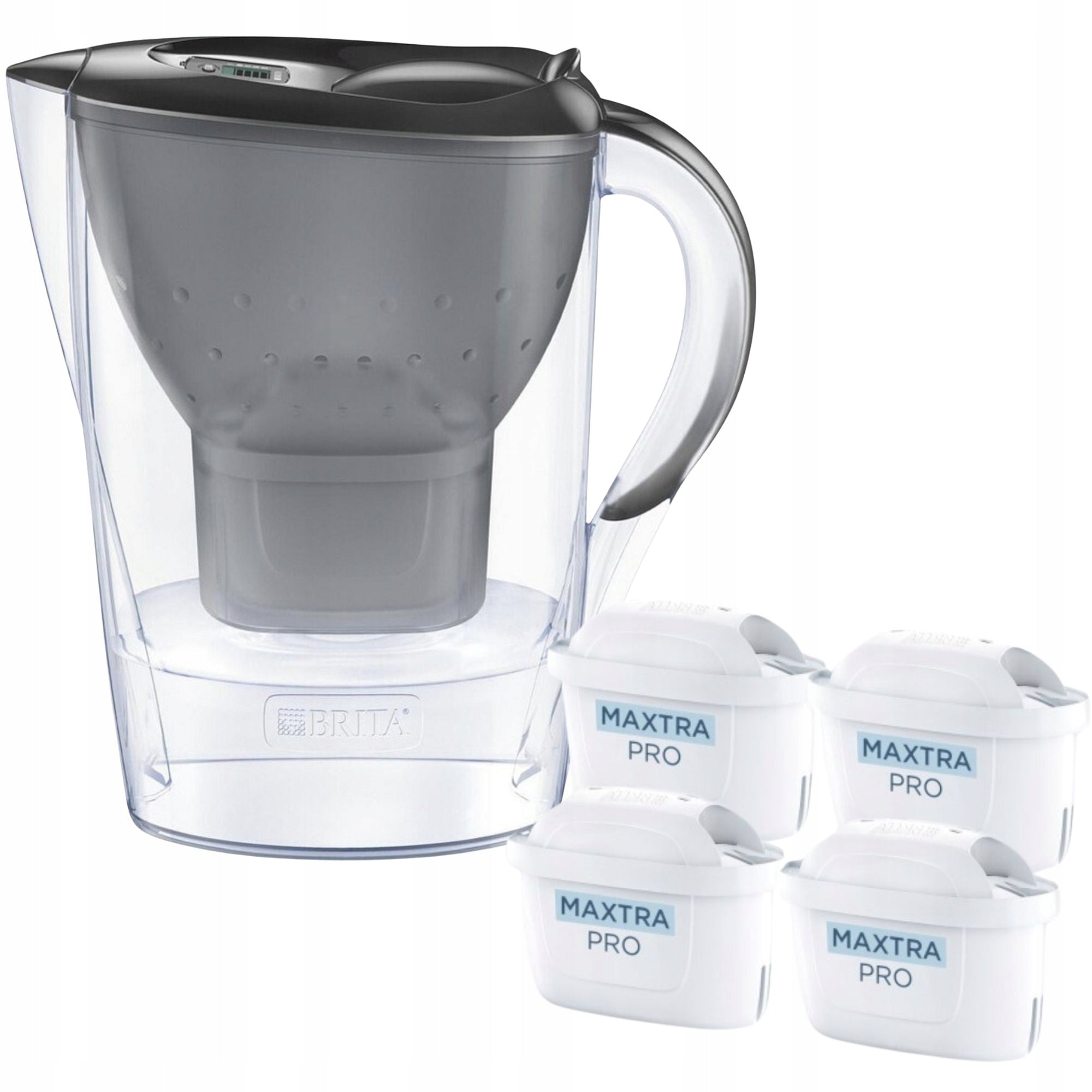 Brita Marella Graphite Jug + 4 Maxtra Pro Pure Performance Cartridges