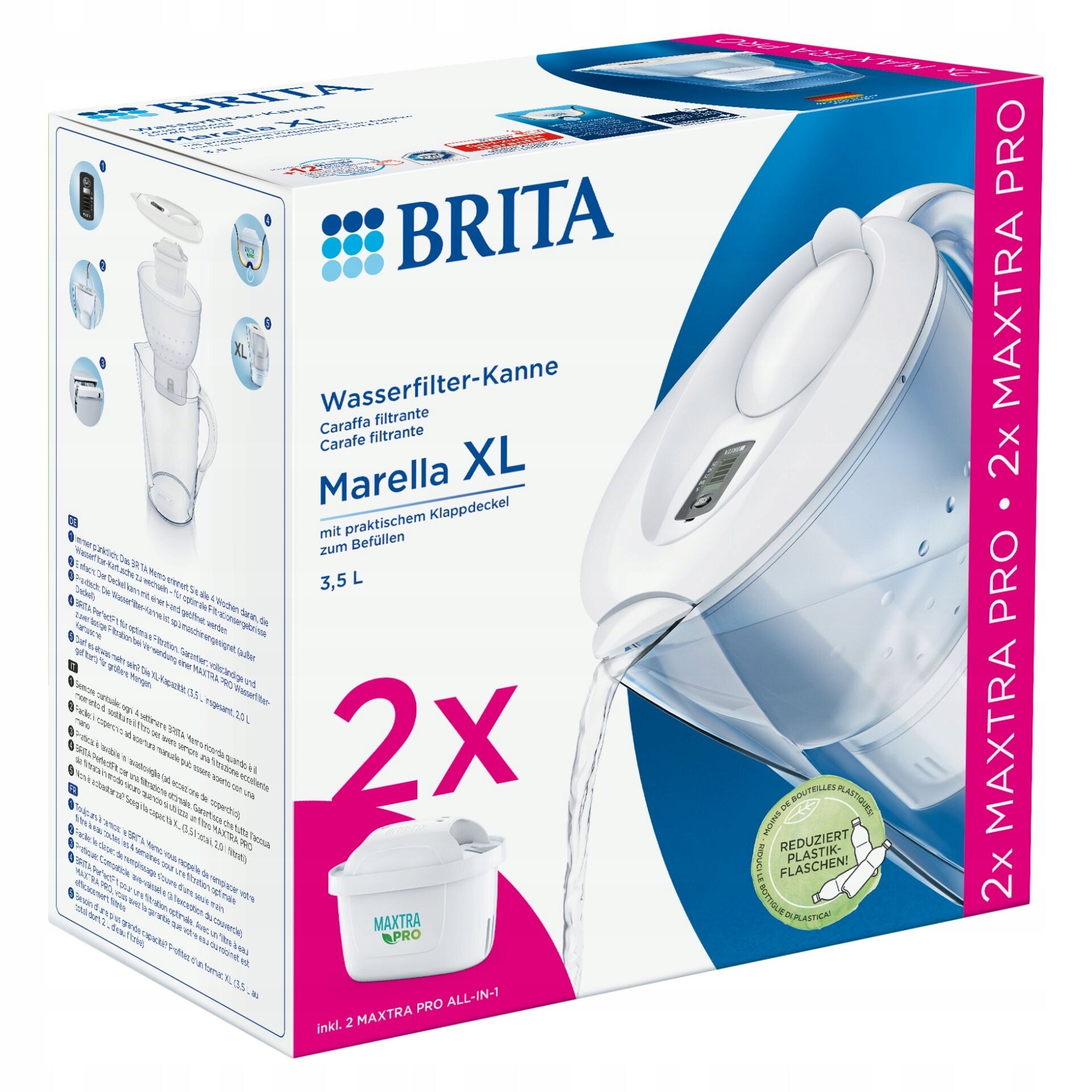 Brita Marella XL 3.5 l white + 2 MAXTRA PRO cartridges Manufacturer code 4006387136208