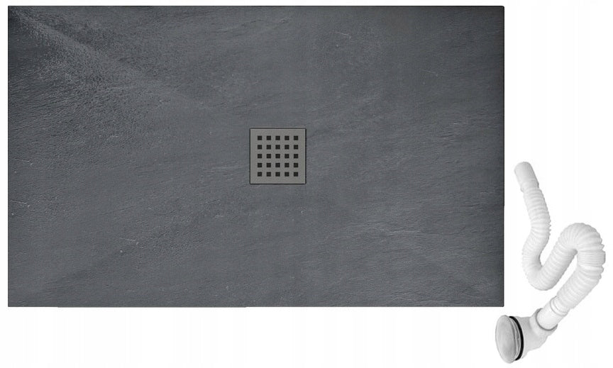 Rea Duschwanne Rock 90x120 mit Siphon, grau 