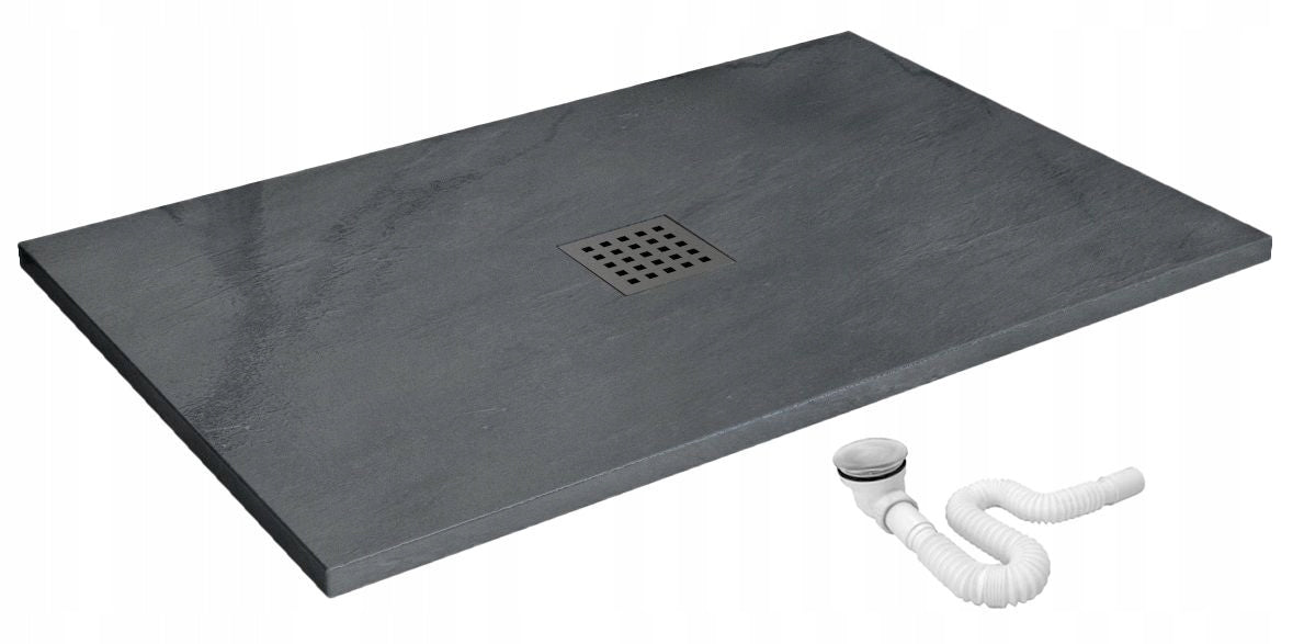 Rea Duschwanne Rock 80x100 mit Siphon, grau 
