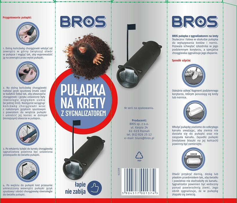 Bros MOLE and VOLES trap with beacon effective easy to operate Packaging status original