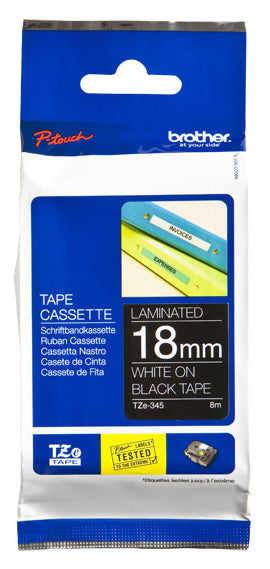 Brother TZe-345 18mm 8m black white print