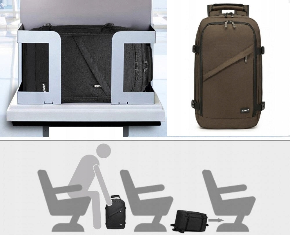 Brown Airplane Backpack 40x30x20 Ryanair Wizzair Hand Luggage Expander Packaging status original