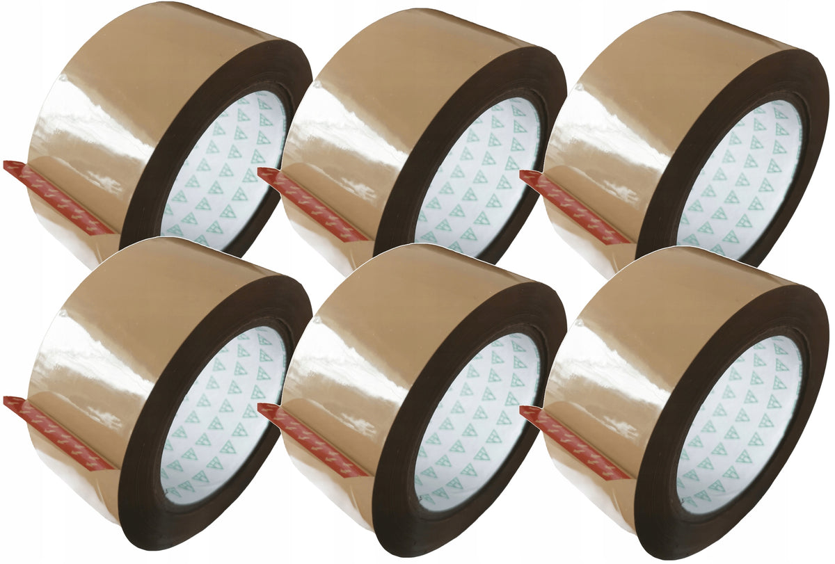 Brown Rubber / Solvent Packing Tape - Super Adhesive - 6 Pack