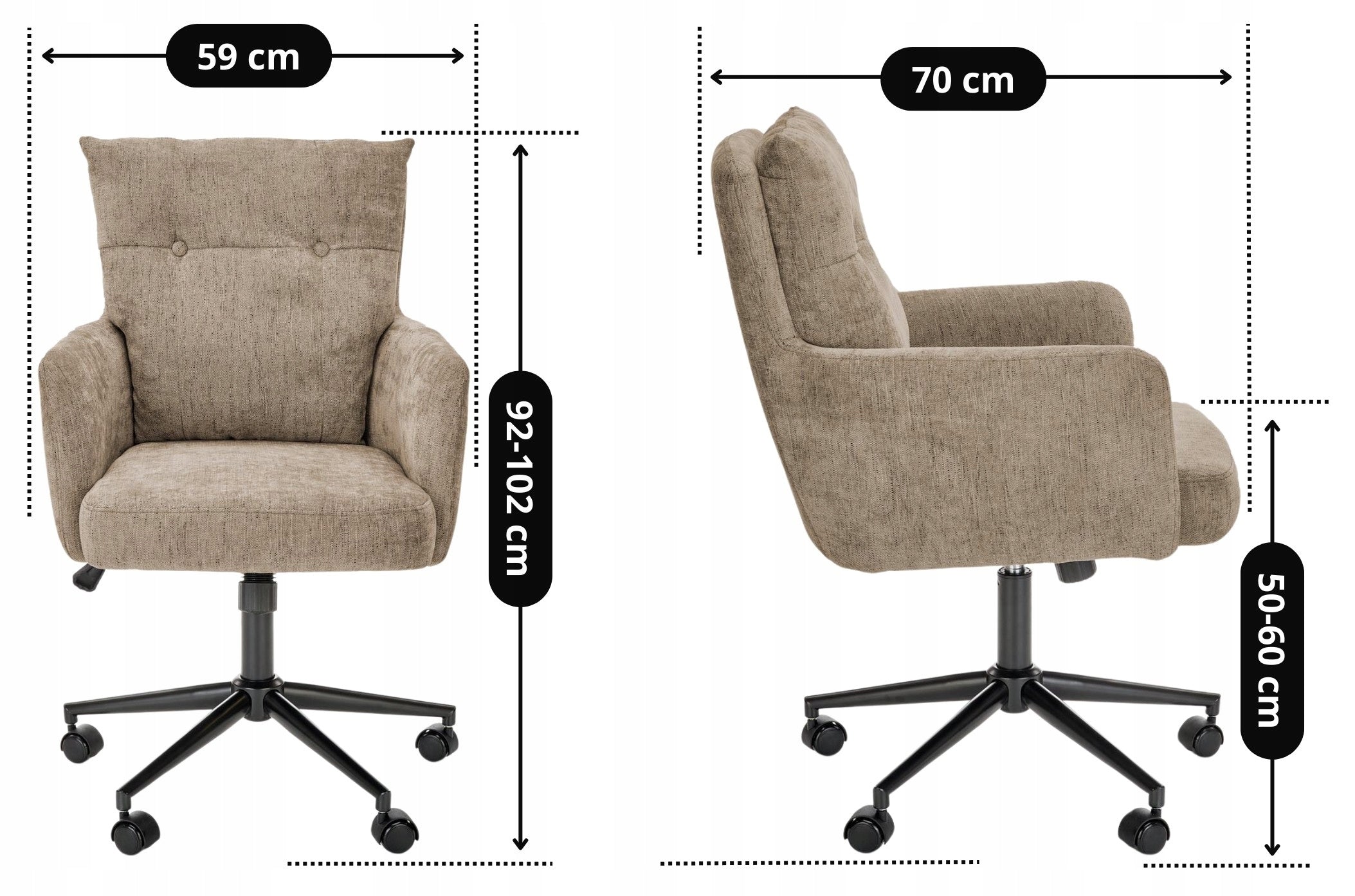 Brown Upholstered Swivel Chair for Living Room, Desk Dining Room - FLORES Medical device no