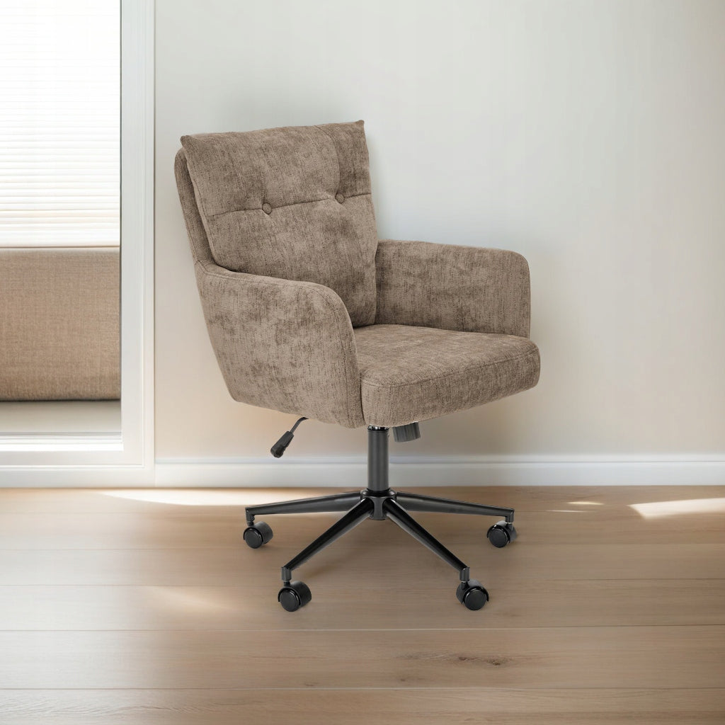 Brown Upholstered Swivel Chair for Living Room, Desk Dining Room - FLORES Packaging status original
