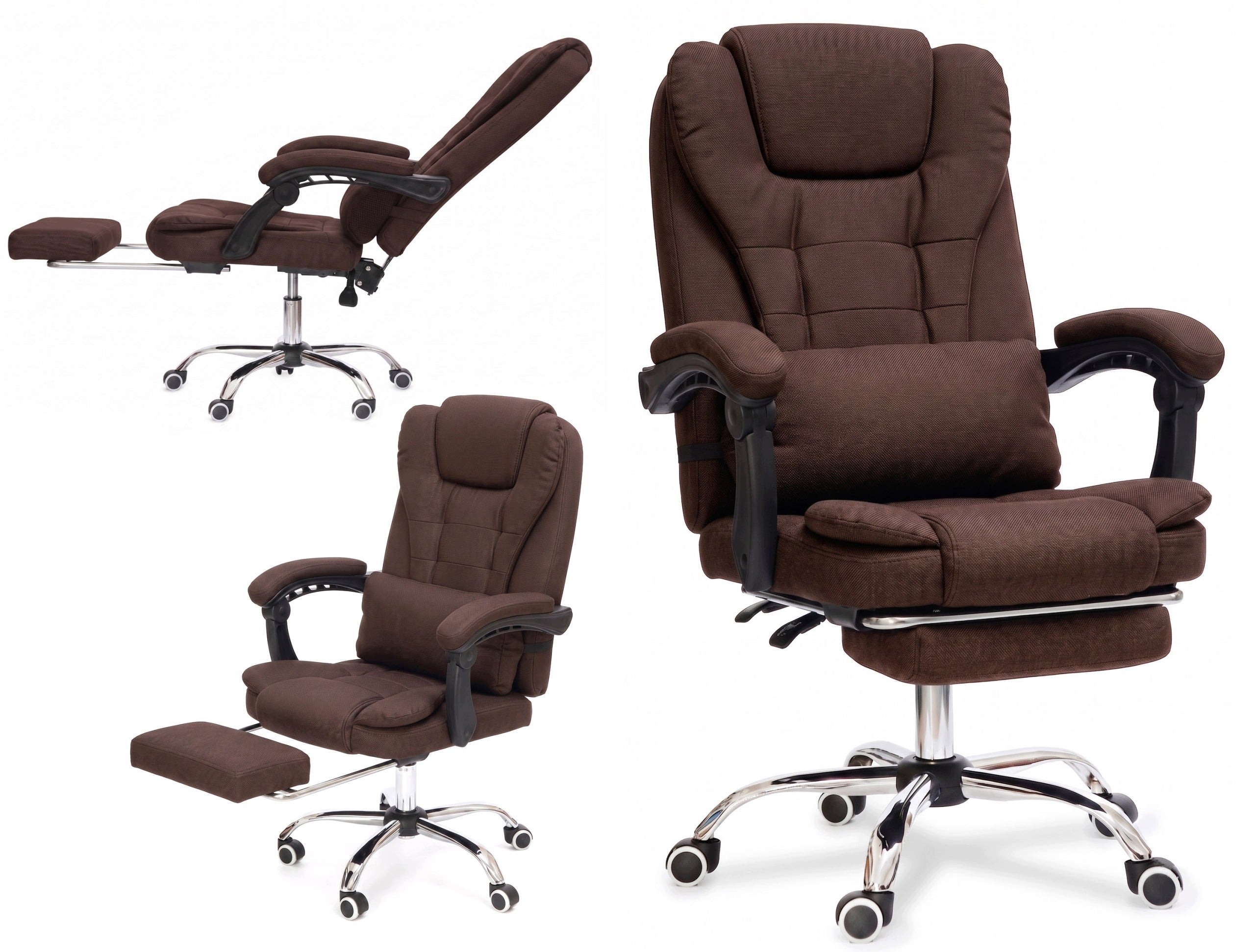 Brown material comfortable office chair with footrest and cushion NBR003-HT