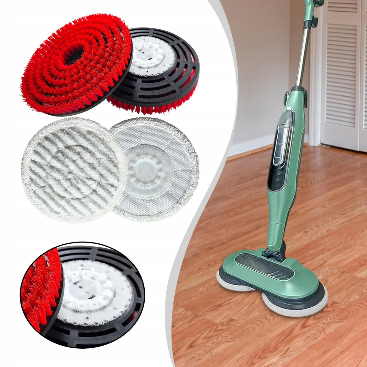 Brush for Steam Mop Upgrade Abrasive Polishing Pad for 2 red and 2 gray Brand no brand