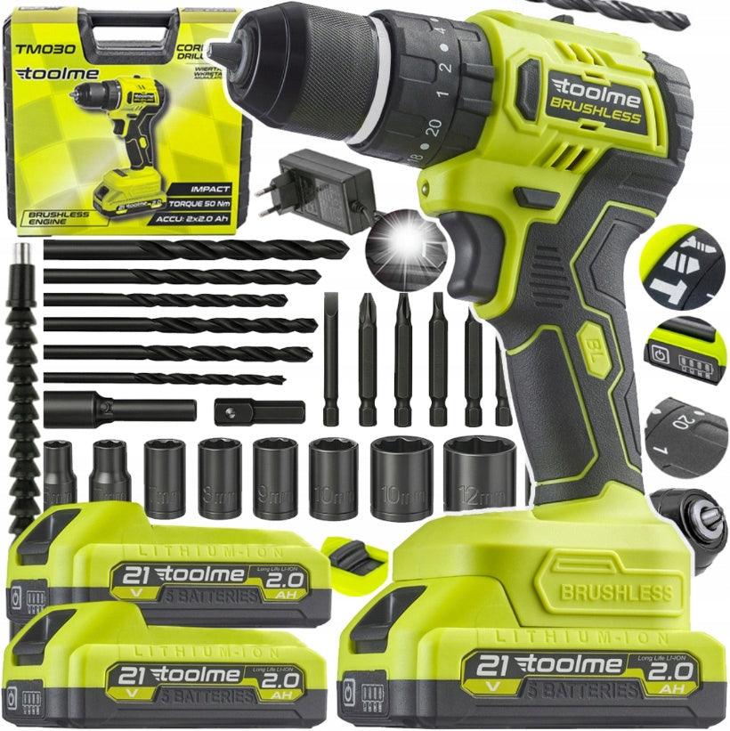 Brushless aku 2x21V Li-ion toolme TM030