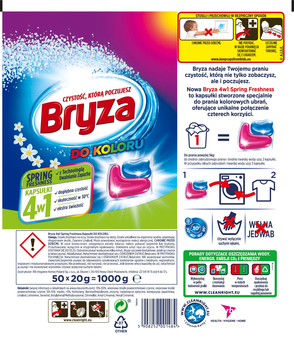 Bryza 4in1 Spring Freshness Color Washing Capsules 50 Pieces Manufacturer code 5908252001484