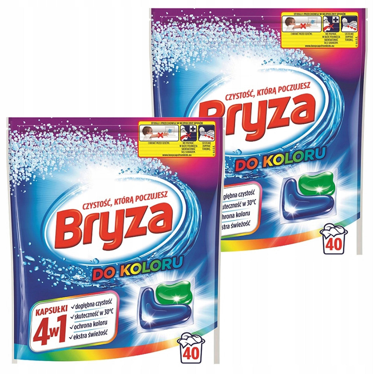 Bryza Color Washing Capsules 4in1 Colorful Fabrics 2x 40 Pieces 80 Washes