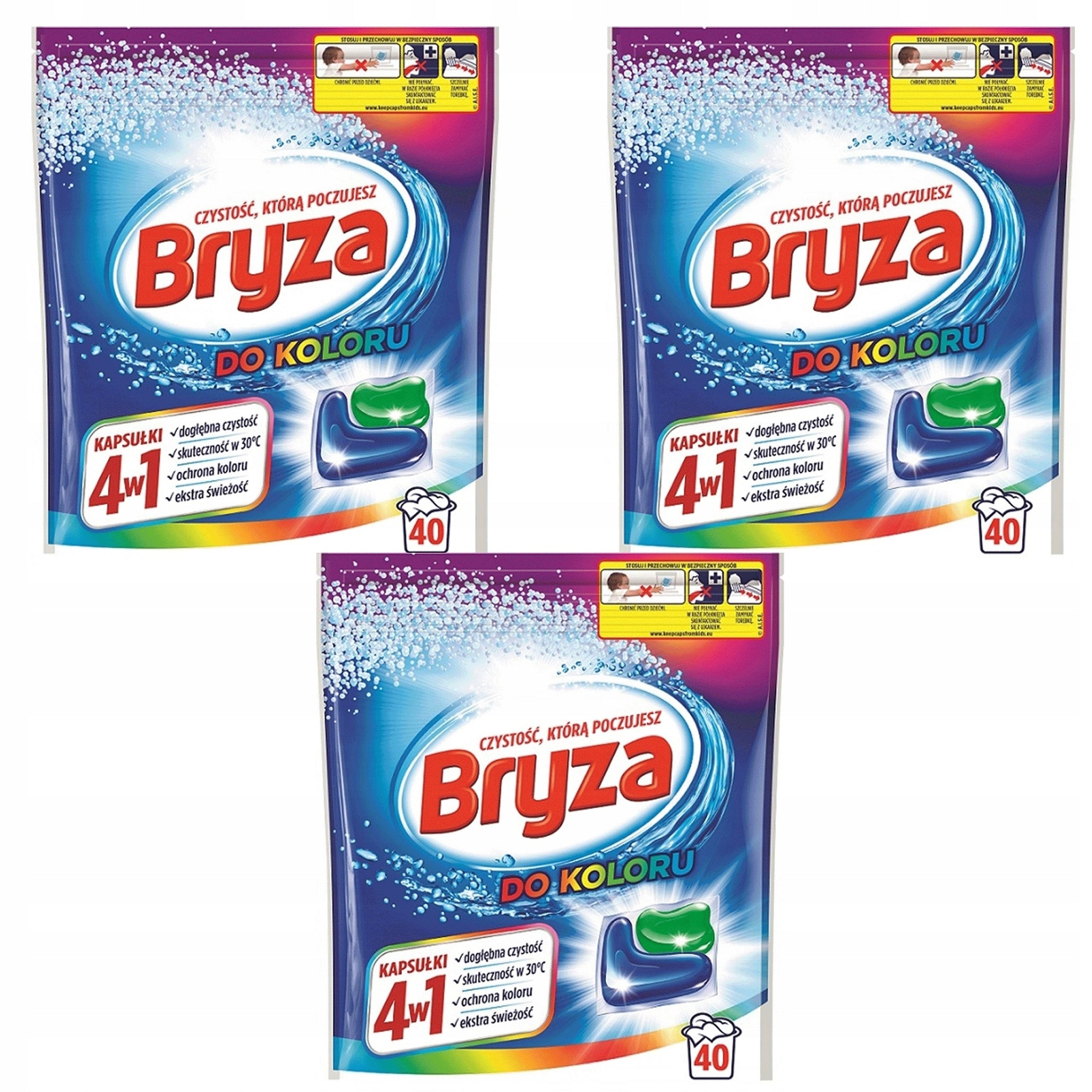 Bryza Color Washing Capsules 4in1 Colorful Fabrics 3x 40 Pieces 120 Washes