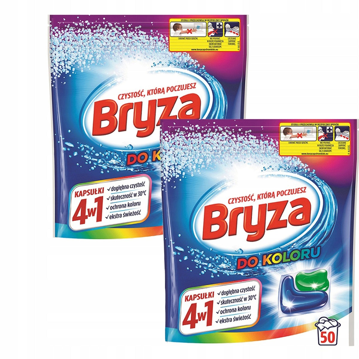 Bryza Fabric Color Washing Capsule Set 4in1 2x 50 Pieces 100 Washes