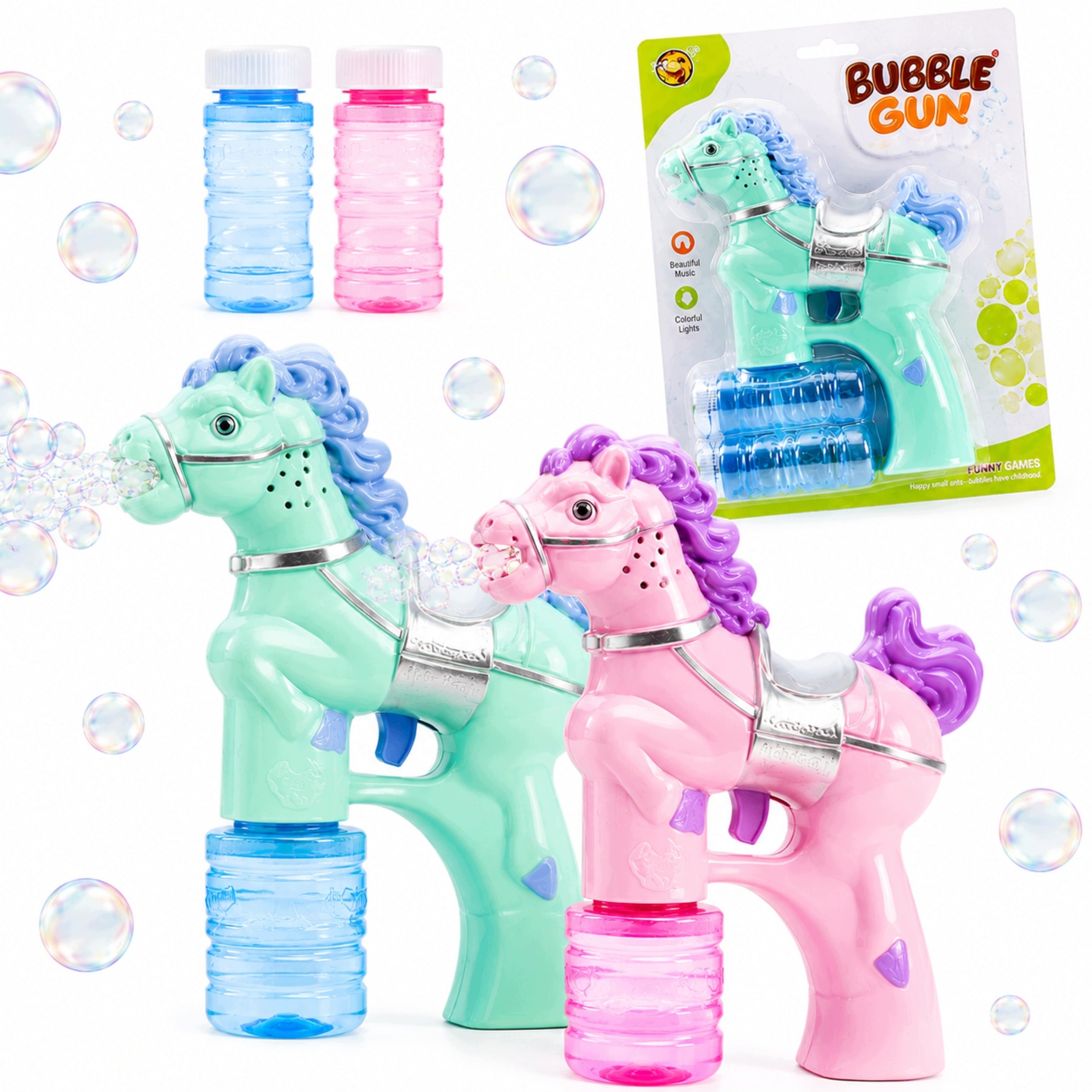 Bubble Gun Automatic Horse Bubble Gun Light Music 2 LED Liquids Manufacturer code 688-konik