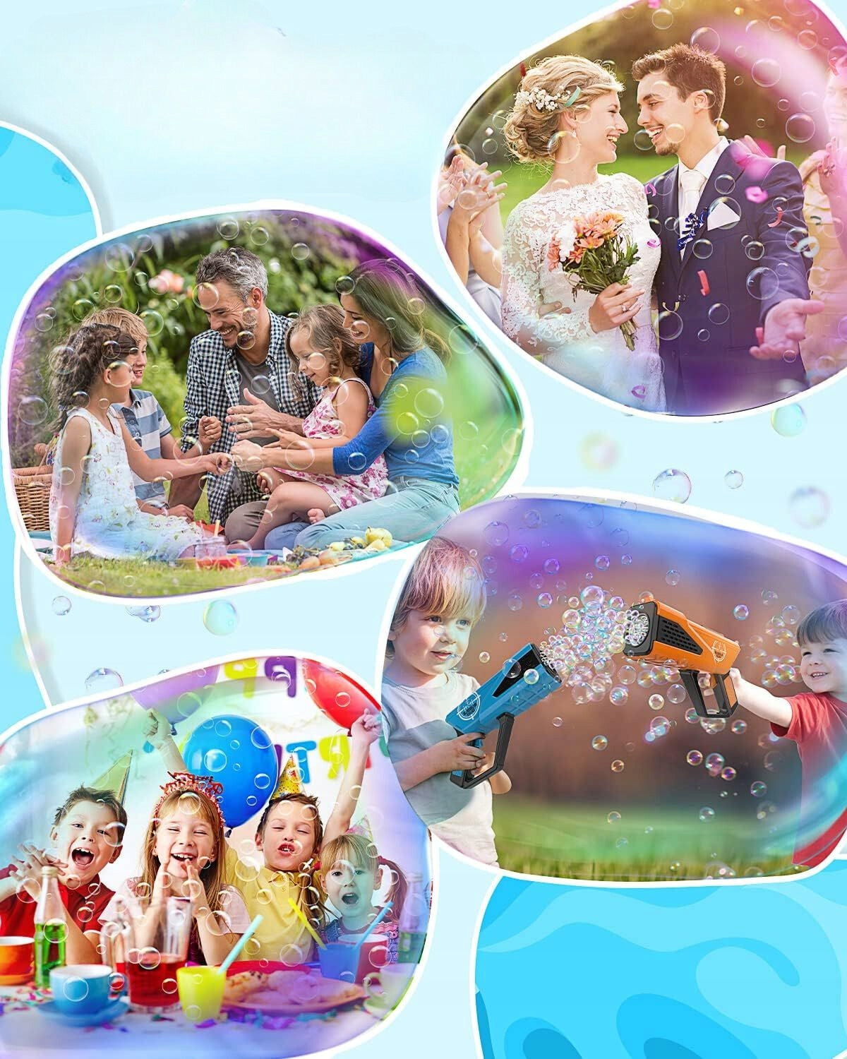 Bubble Gun Soap Bubble Machine Generator Liquid Product width 6.5 cm
