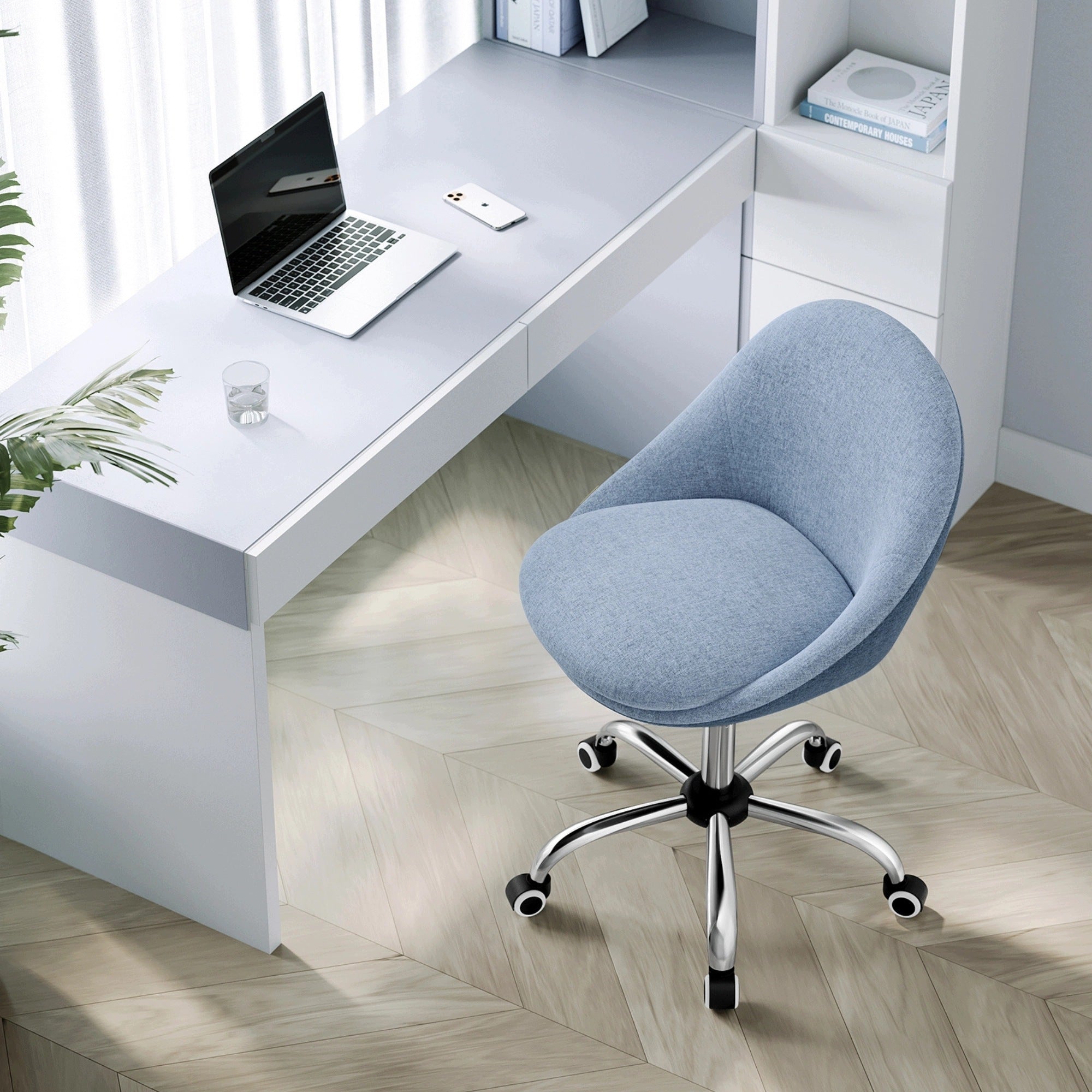 Bucket Chair Swivel Desk Chair on Wheels Blue Spacetronik Packaging status original