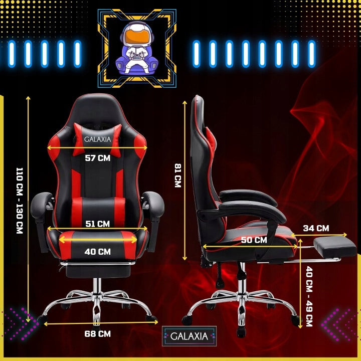 Bucket Office Gaming Chair with Footrest Rotating Gaming Chair Brand GALAXIA