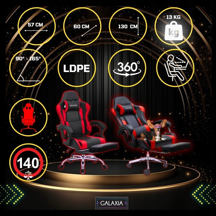 Bucket Office Gaming Chair with Footrest Rotating Gaming Chair Manufacturer code Fotele Gamingowe GALAXIA Krzesło Obrotowe