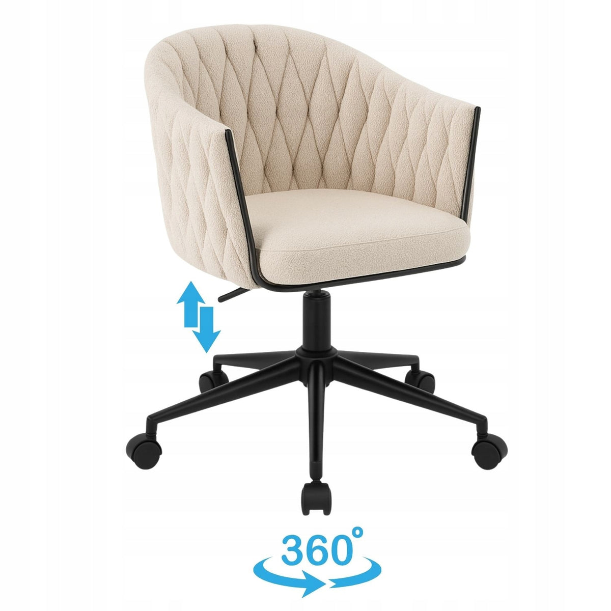 Bucket Swivel Chair for Desk Modern Upholstered Beige NADINE Brand MONOVO