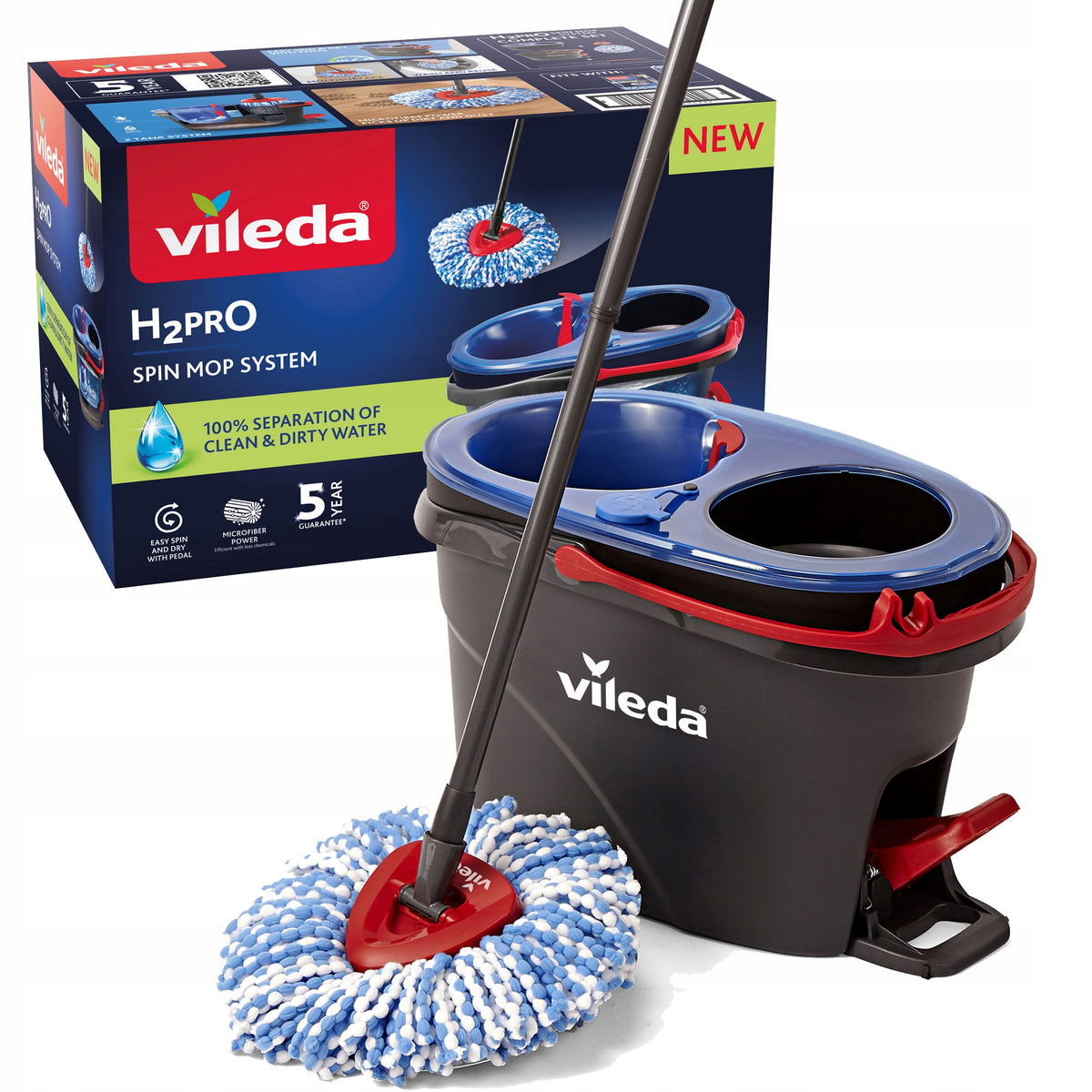Bucket and Rotary Mop VILEDA 32 cm With Squeegee Floor Cleaning Kit