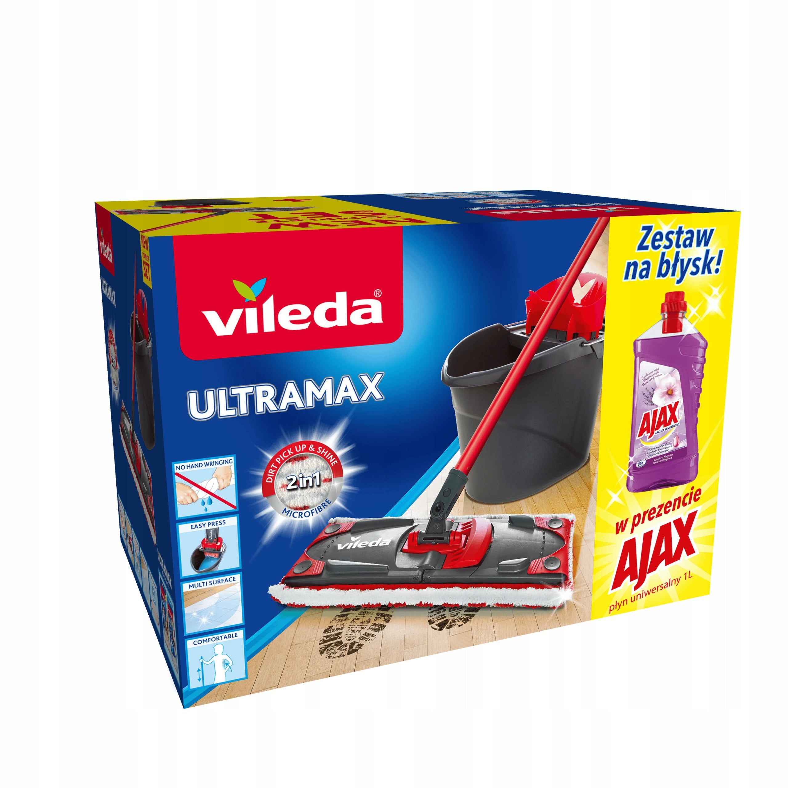Bucket and flat mop Vileda UltraMax + Ajax 35 cm Packaging status original