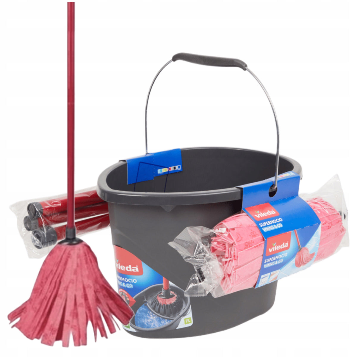 Bucket and strip mop Vileda Wring&Go SET MOP BUCKET 3 CARTRIDGES Manufacturer code ZESTAW DO MYCIA PODŁÓG SKŁADANY MOP Z WIADREM