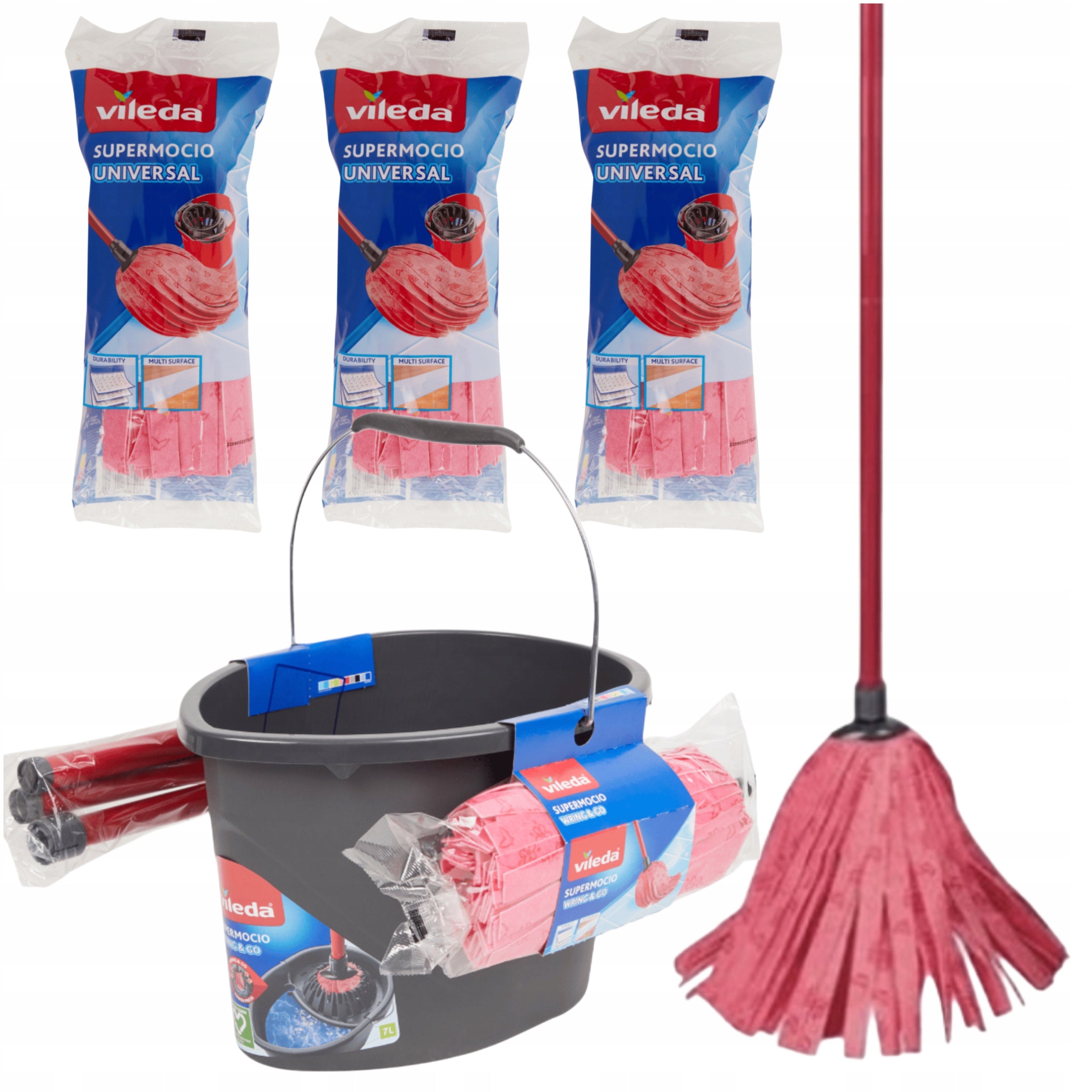 Bucket and strip mop Vileda Wring&Go SET MOP BUCKET 3 CARTRIDGES