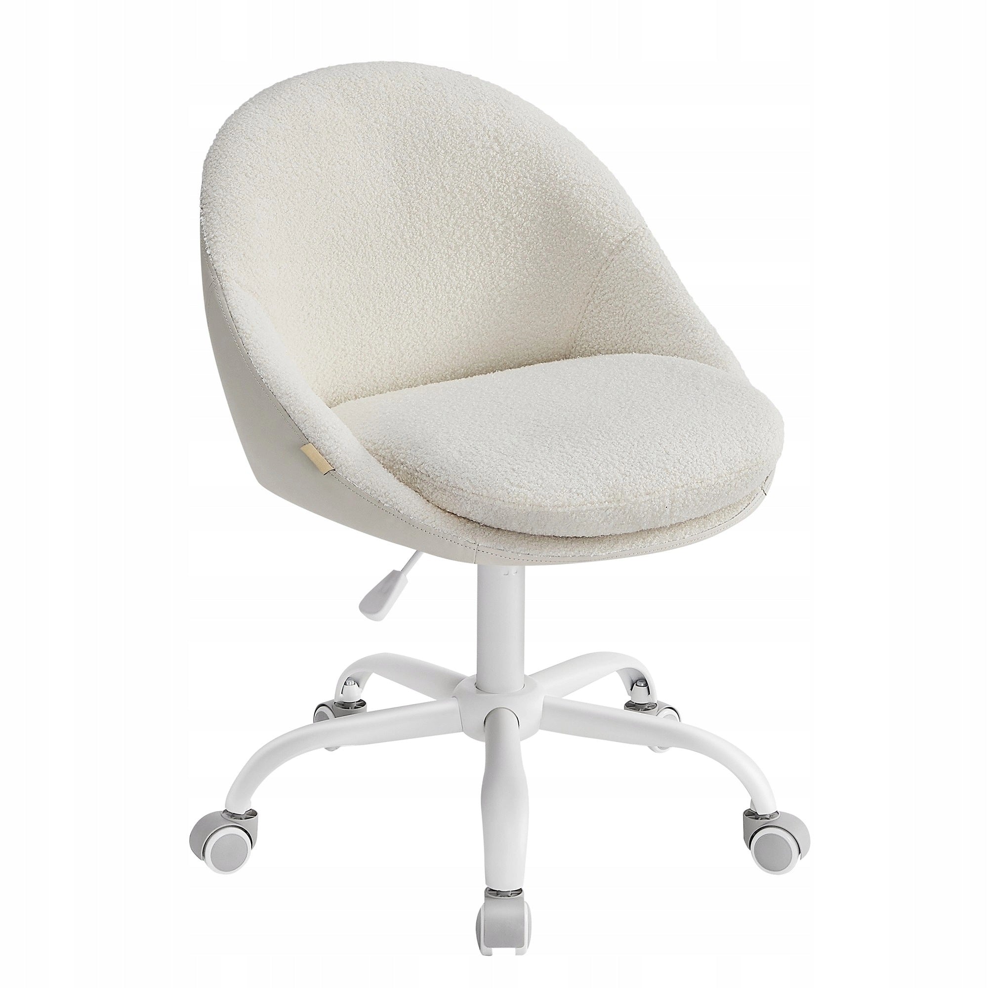 Bucket chair beige on Wheels Swivel chair with FLUFFY Upholstery 110 kg