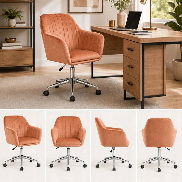 Bucket chair for youth cinnamon desk on silver cross FABIO