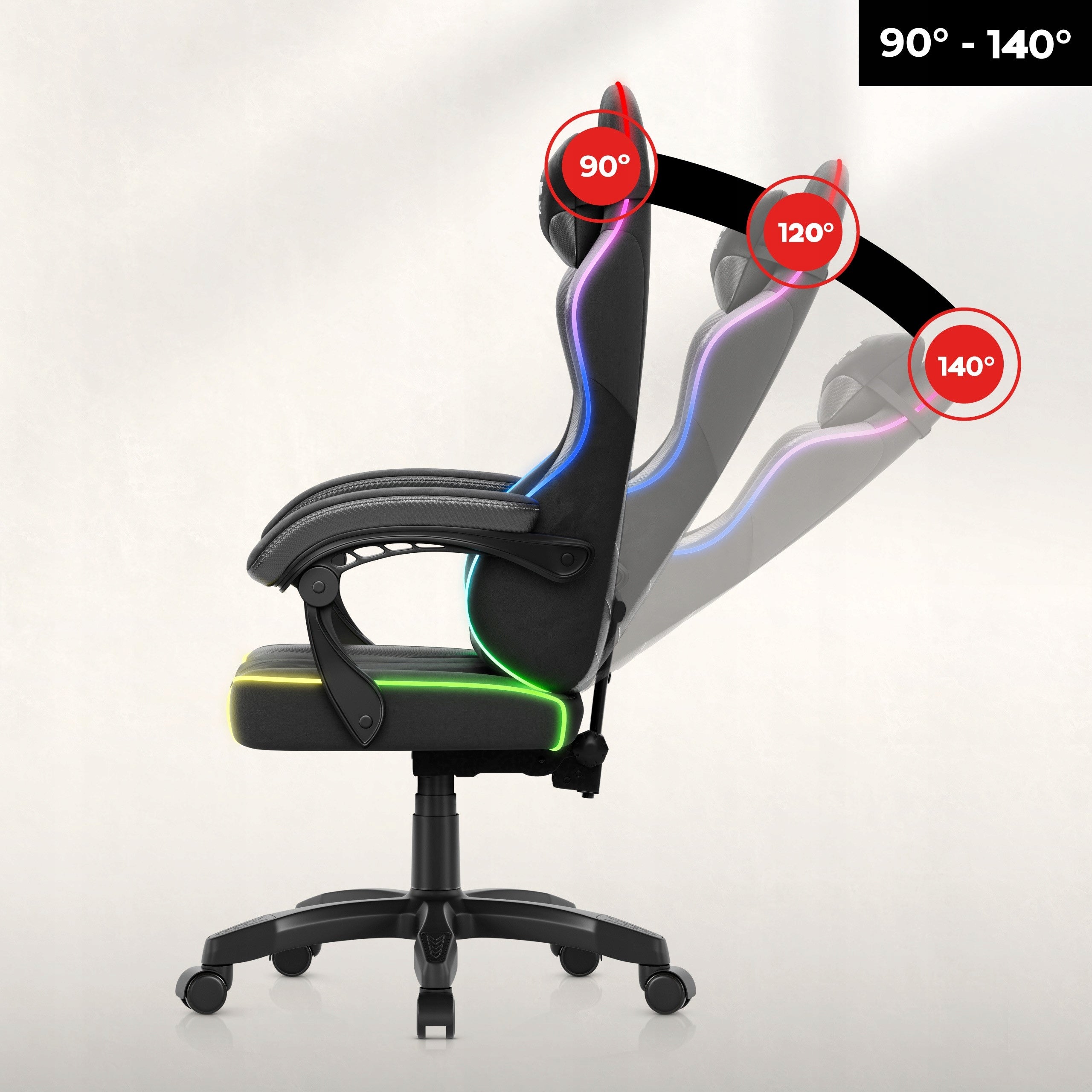 Bucket gaming chair HUZARO black RGB LED for desk computer Model HZ-FORCE 2.7 RGB BLACK