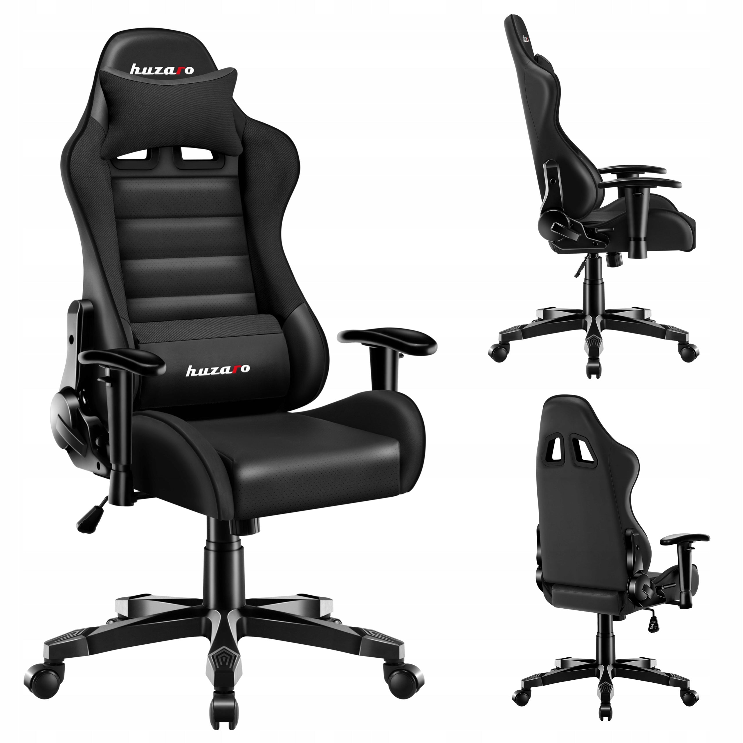 Bucket gaming chair HUZARO black for ergonomic rotary desk