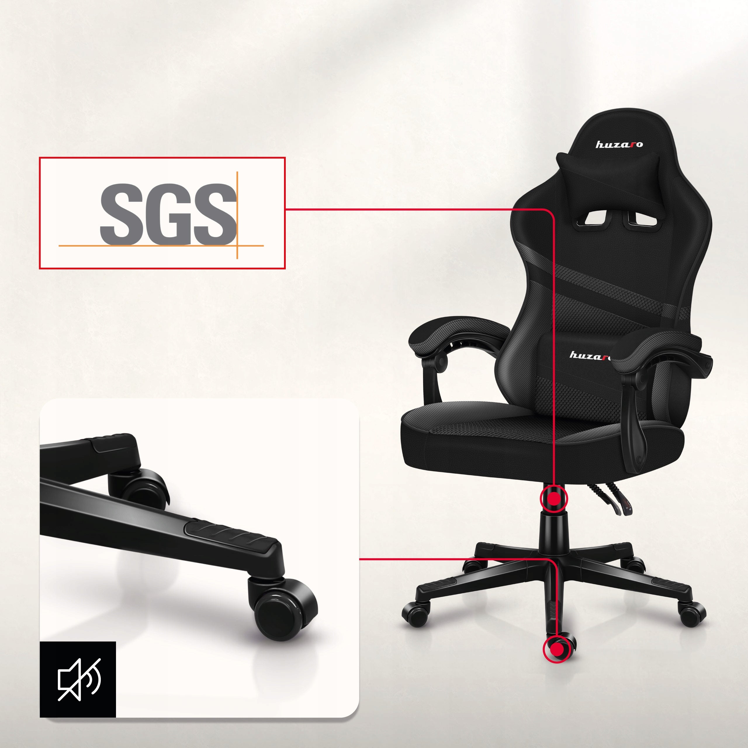Bucket gaming chair HUZARO black swivel adjustable Furniture width 71 cm