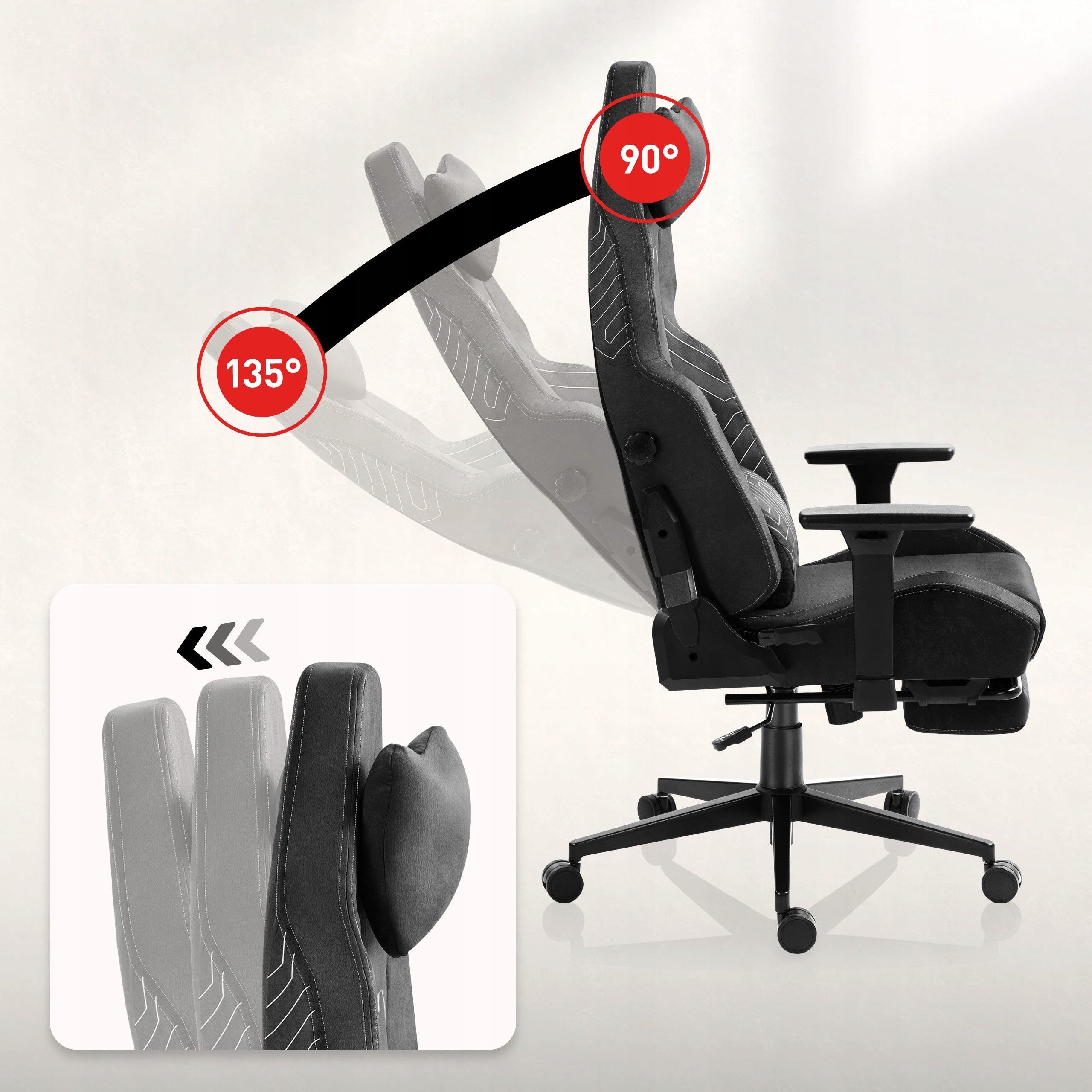 Bucket gaming chair HUZARO black swivel for desk with footrest Model Force
