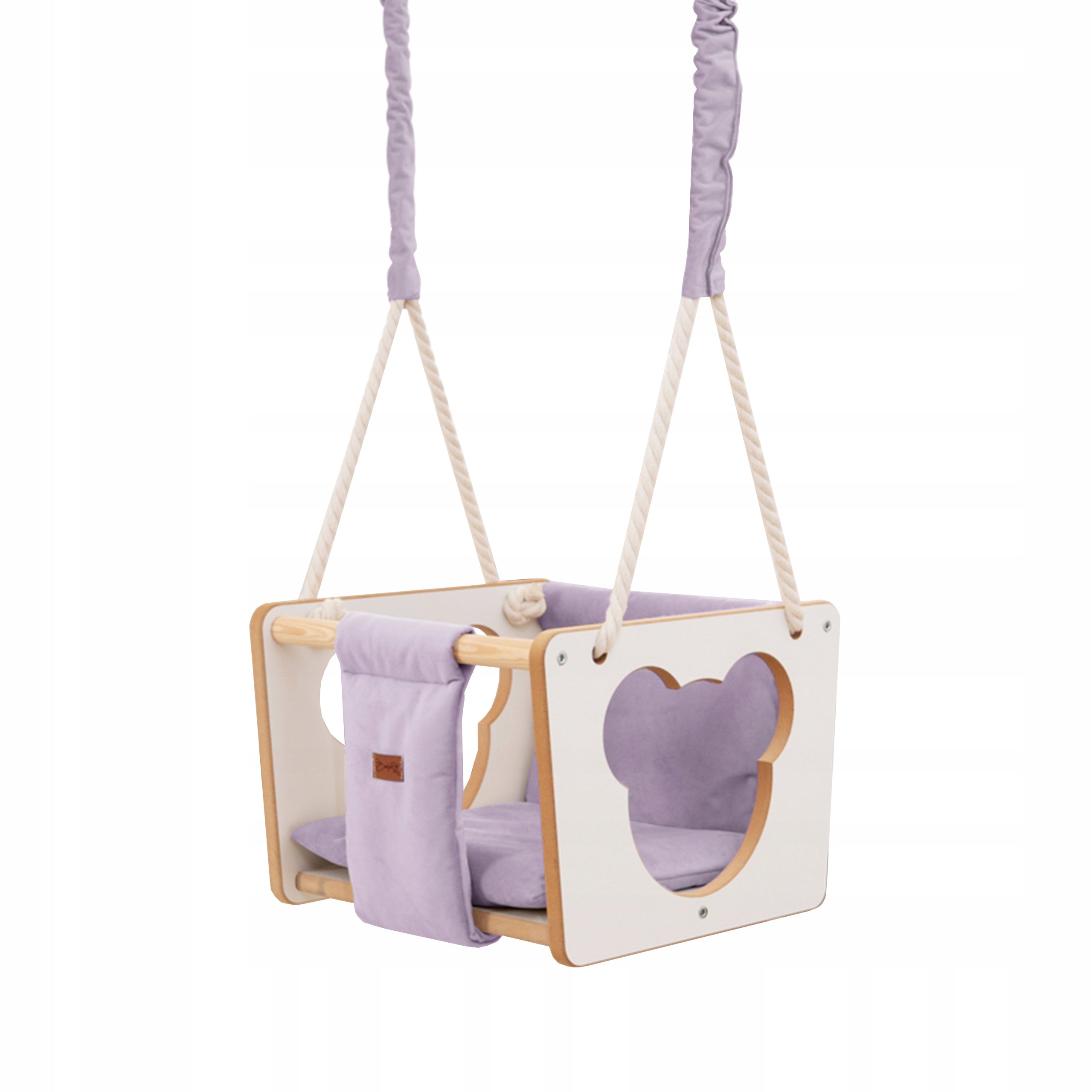Bucket swing BEAR - MDF bucket plus filling velvet purple