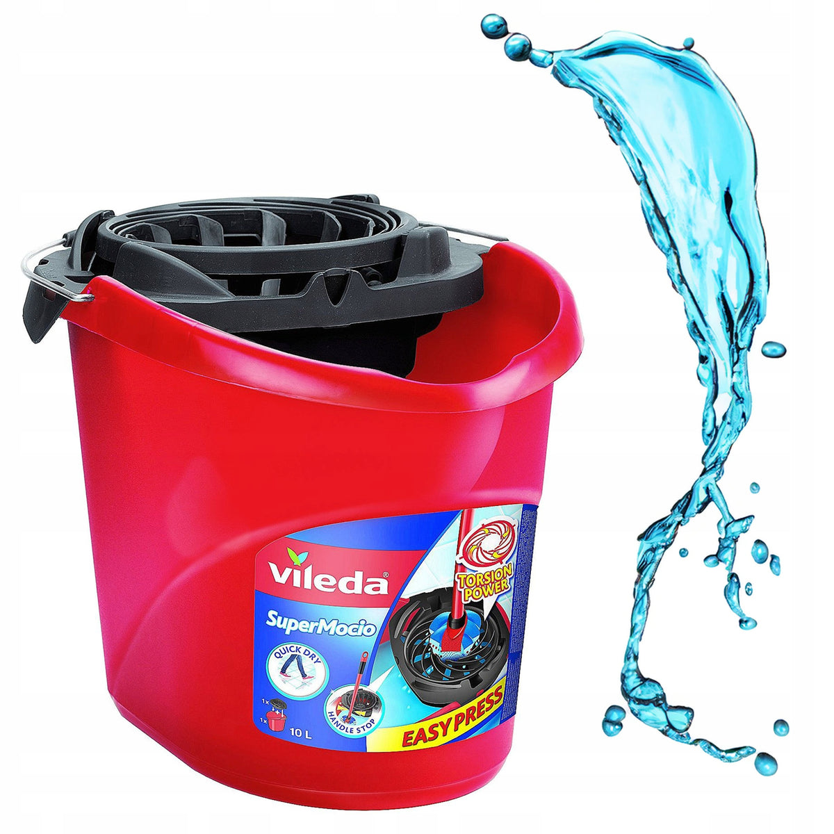 Bucket with Strip Mop Squeezer Vileda SuperMocio Red 10L