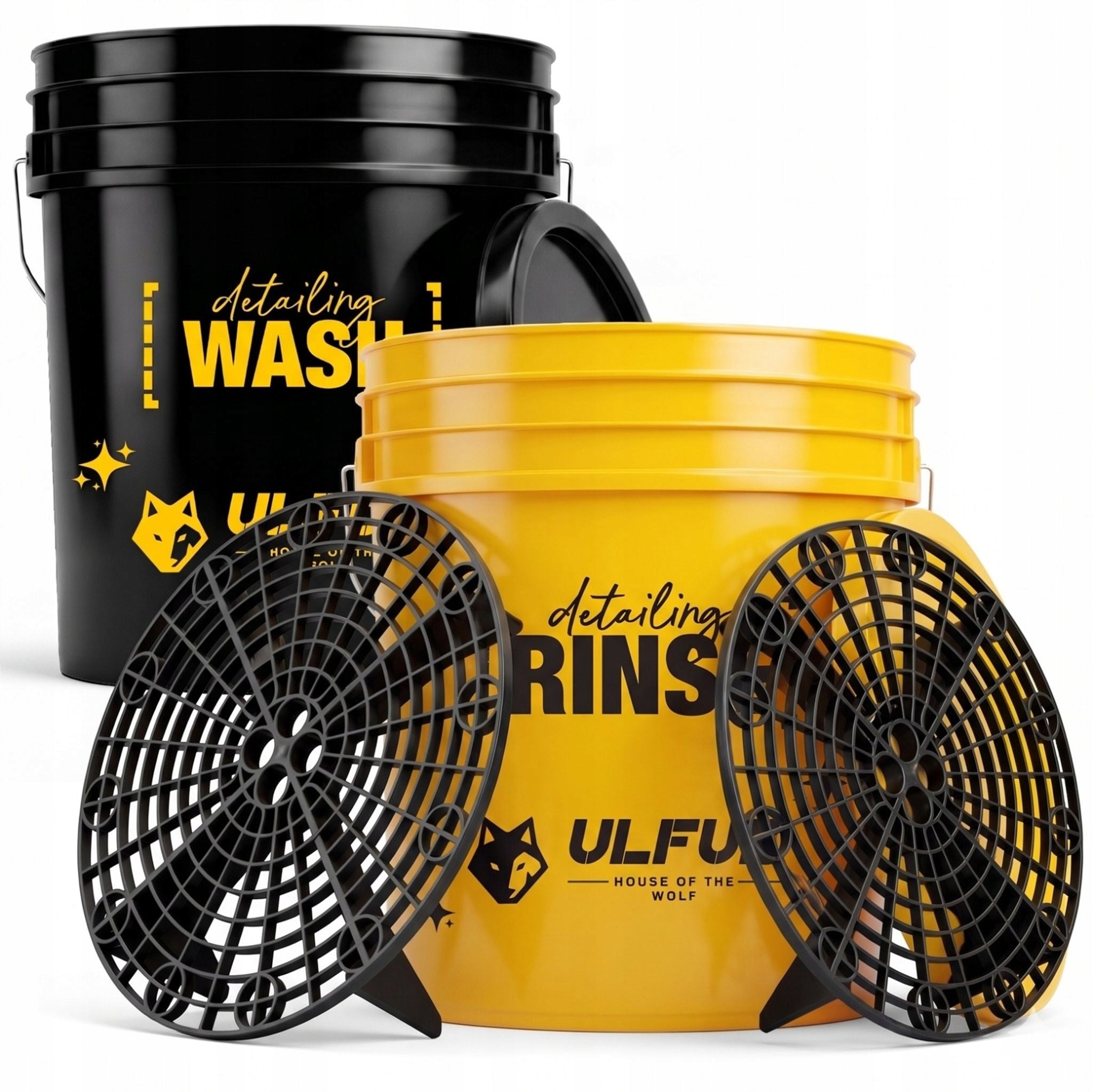 Bucket with separator detailing yellow black with cover RINSE&WASH ULFUR
