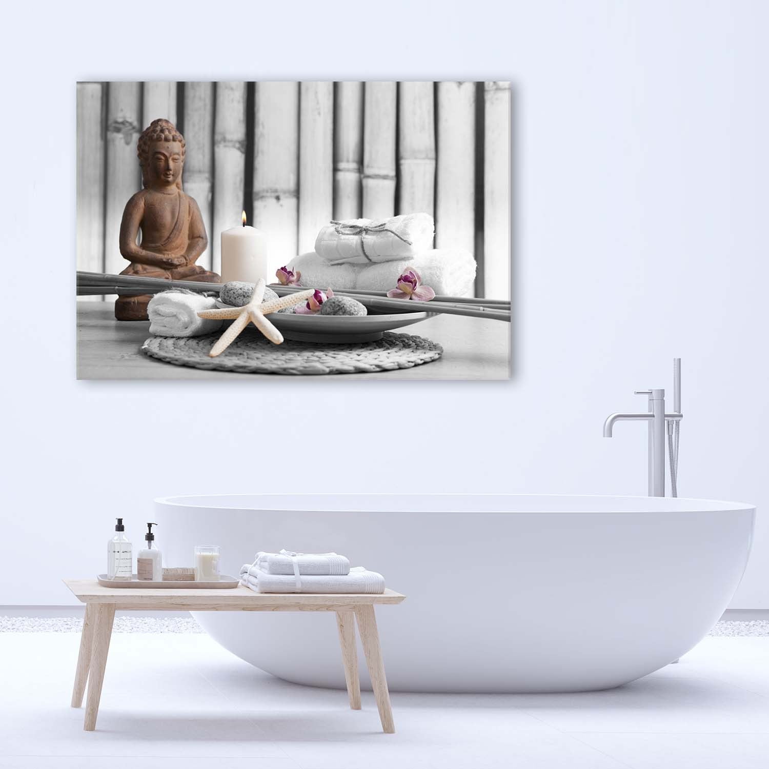Reproduktion Buddha mit Kerze 