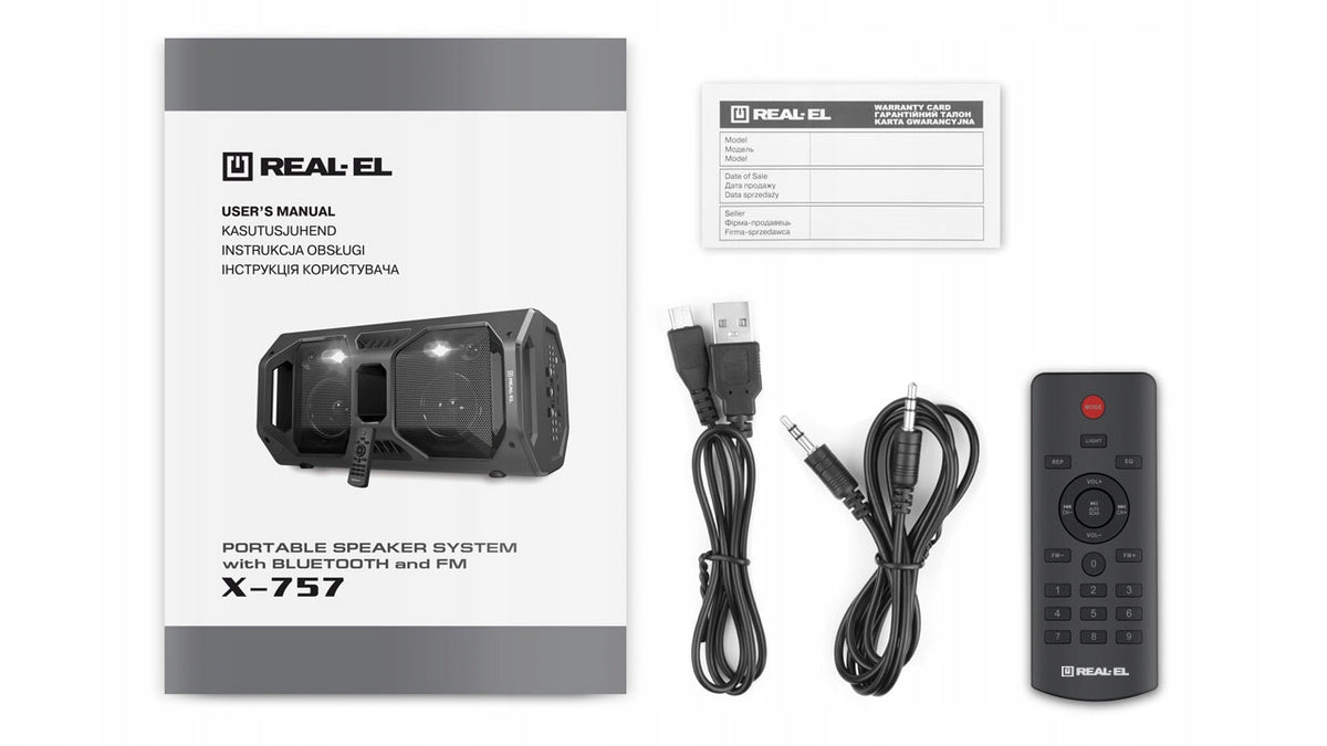 Buetooth/USB/Micro SD/AUX/50W portable speaker. Brand REAL-EL