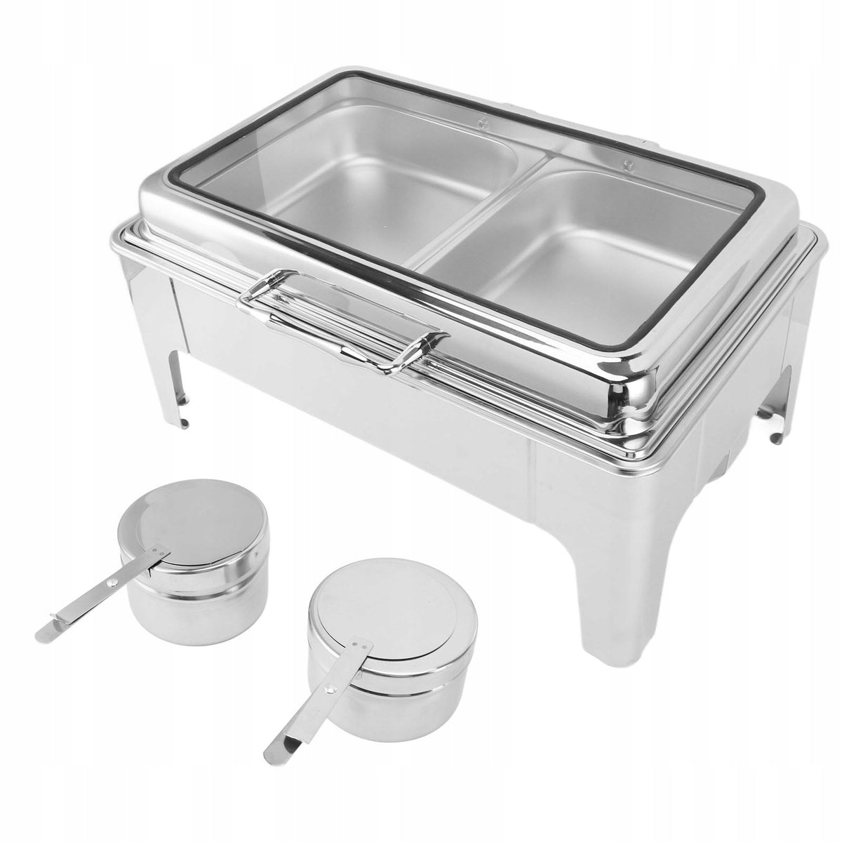 Buffet Dish Set 9L Stainless Steel Rectangle Heated 2C