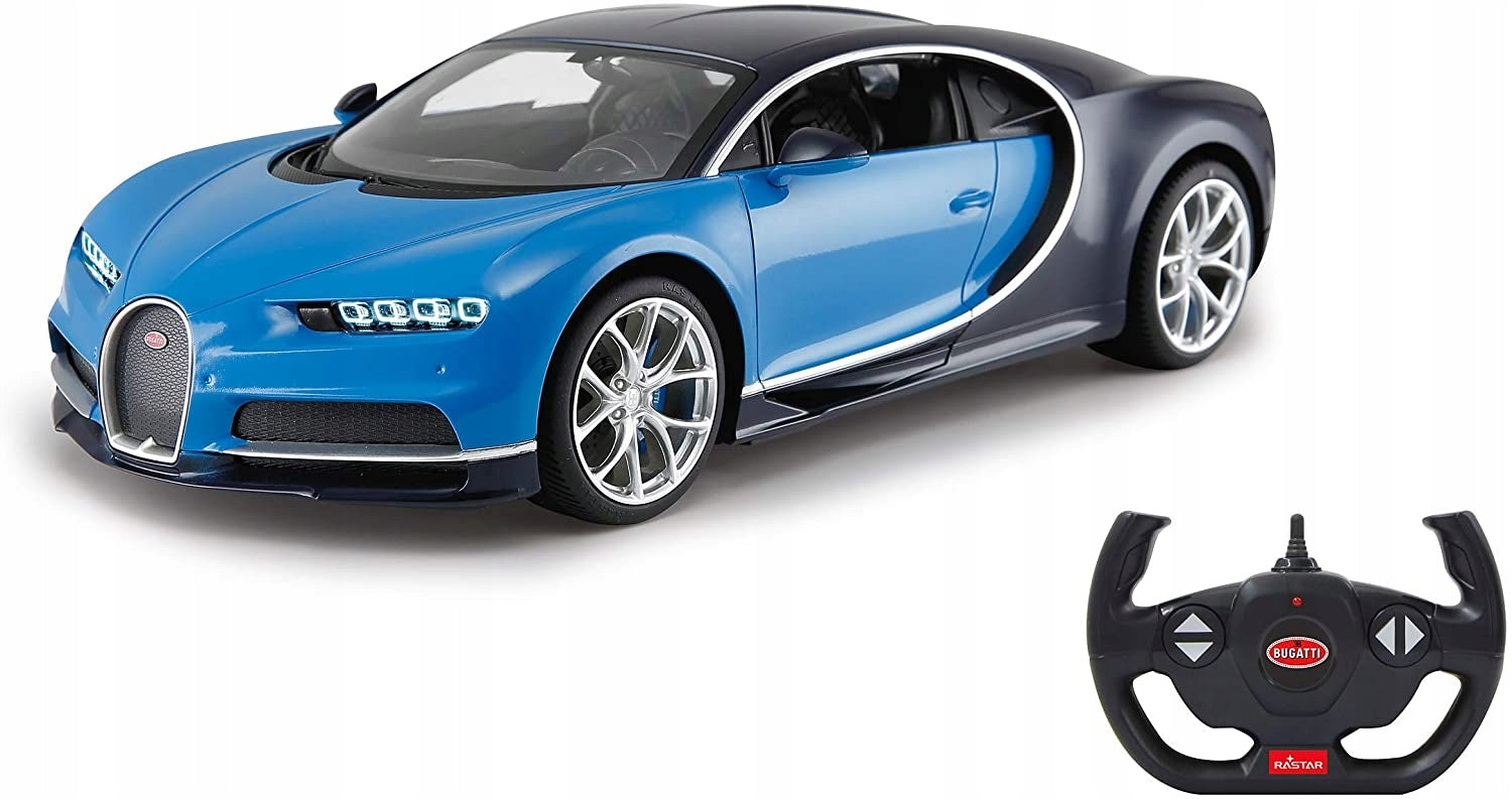 Bugatti Chiron blue RASTAR model 1:14 Remote controlled auto LED 2,4 Brand Rastar