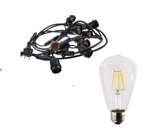 Bulb Garden Garland 15m +15pcs Edison LED Bulb 4W ST64 E27 6500K
