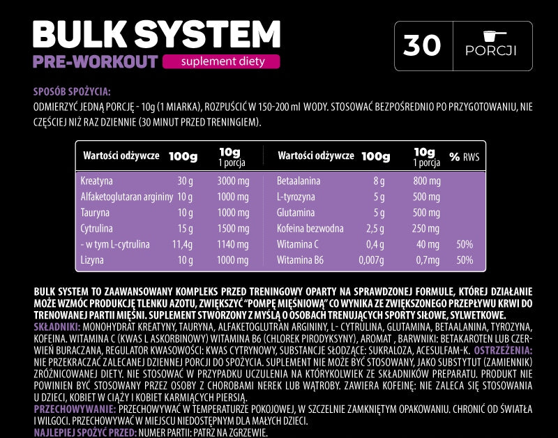 Bulk System Pre-Workout Tropical Fruit 300g Endorfina.shop Packaging status original