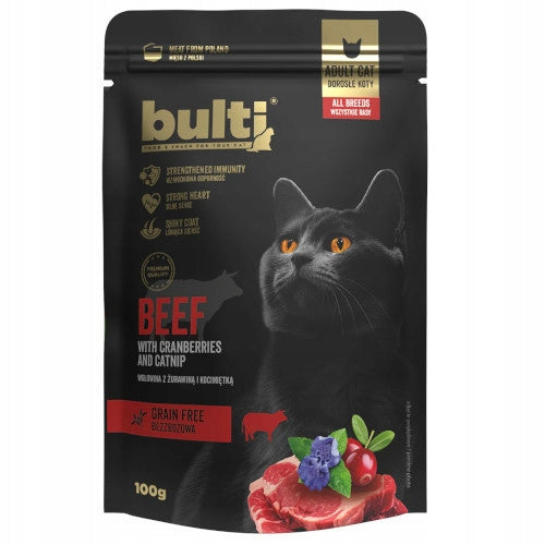 Bulti Superfood for cat ground - beef with cranberries and catnip 100g